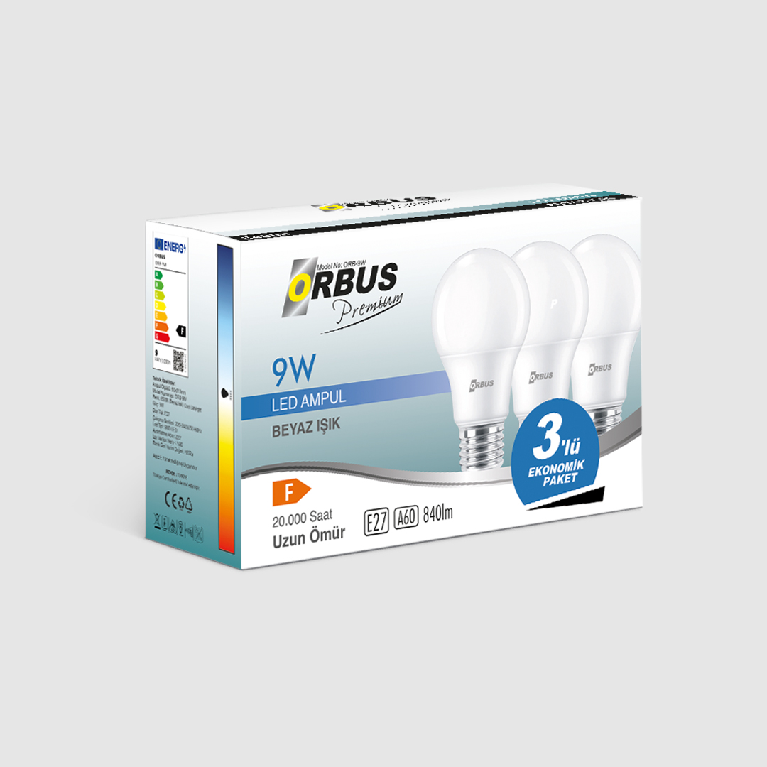 9 WATT 3'LÜ LED AMPUL BEYAZ IŞIK E27 DUY