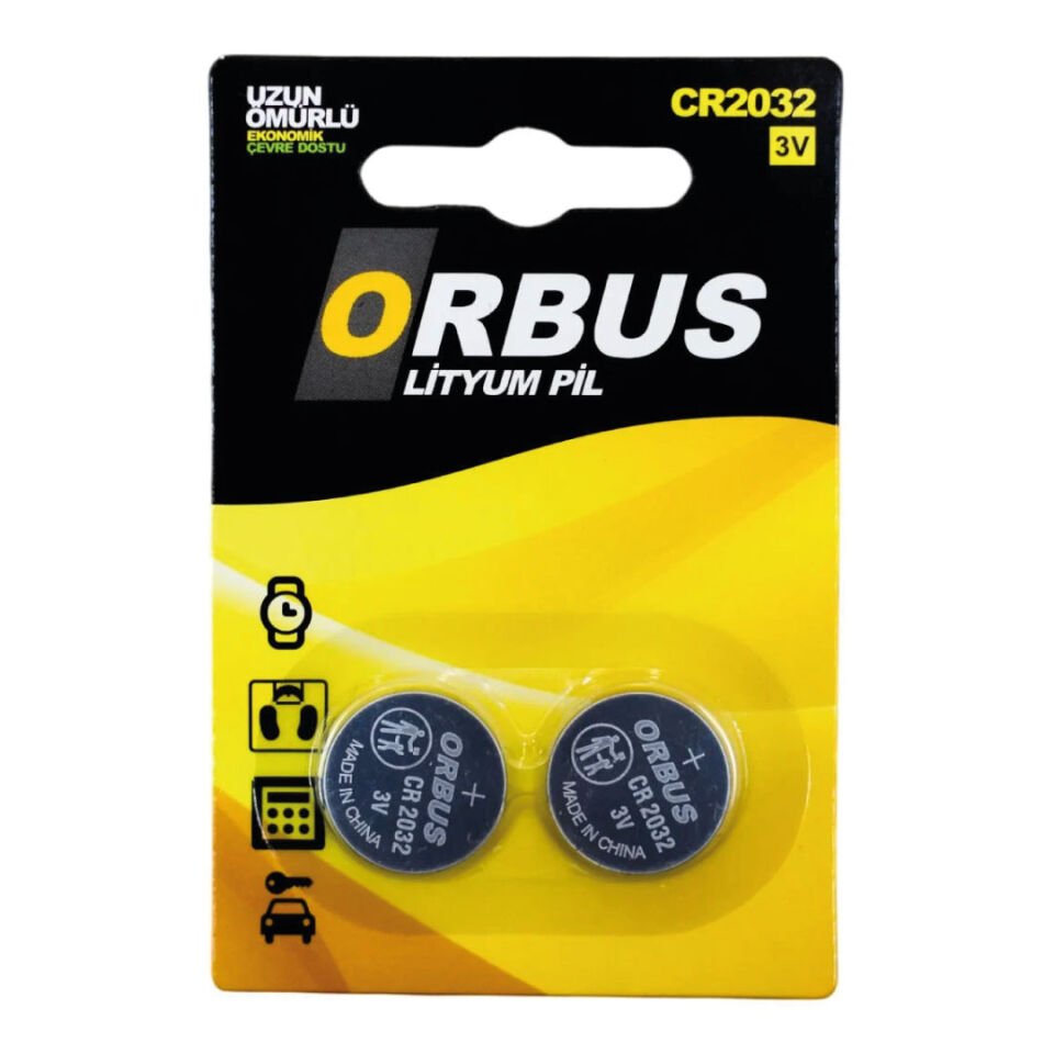 ORBUS CR2032 Lityum Pil – 3V Düğme Pil Uzun Ömürlü 