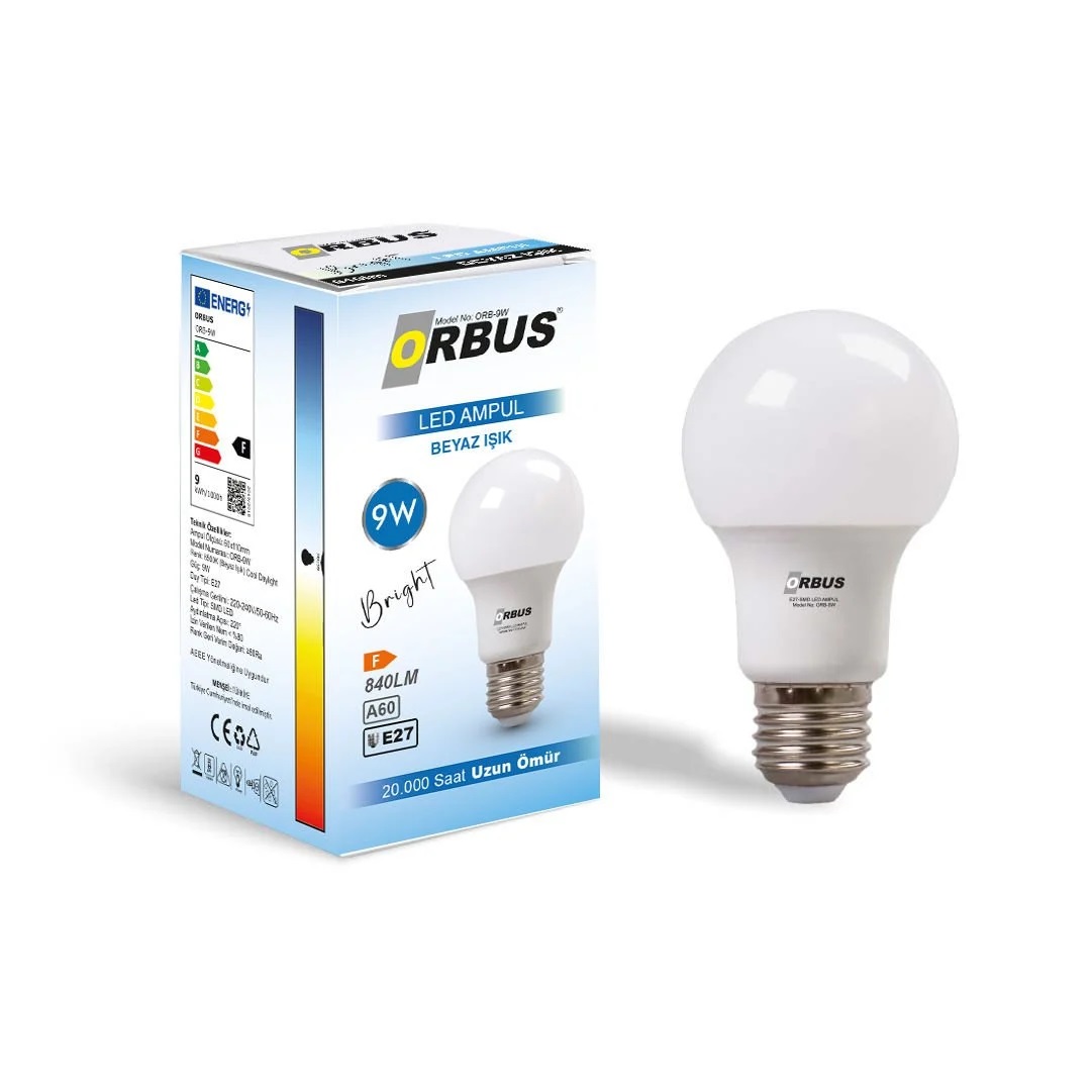 9 WATT LED AMPUL BEYAZ IŞIK E27 DUY